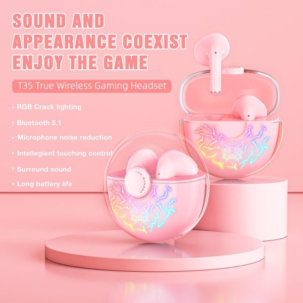 Audifono Bluetooth Tws Onikuma T35 Rosado