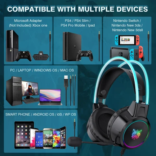 Audifono Gamer Onikuma X15 Pro Negro RGB