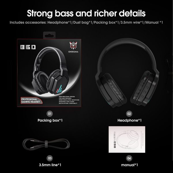 Audifono Bluetooth Onikuma B60 Negro