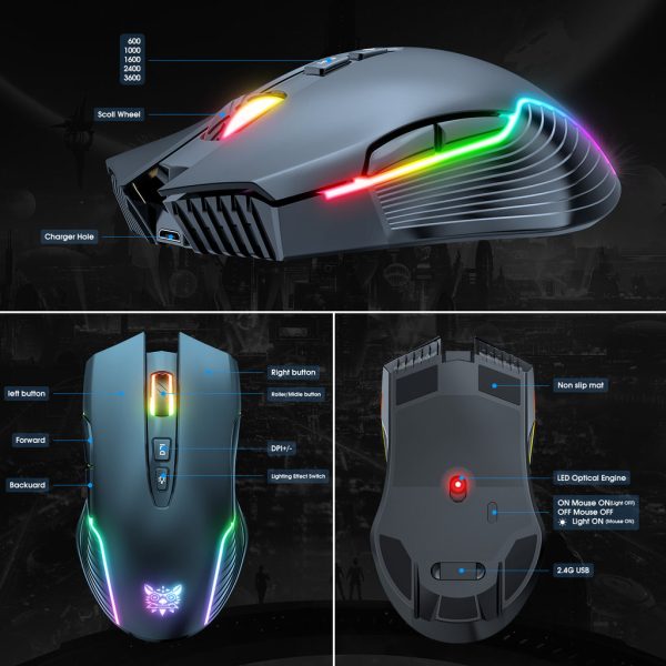 Mouse Inalambrico Onikuma CW905 Negro