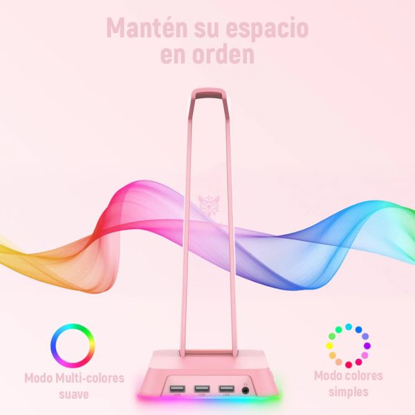 Soporte Audifonos Hub Audio Onikuma ST-2 Rosado