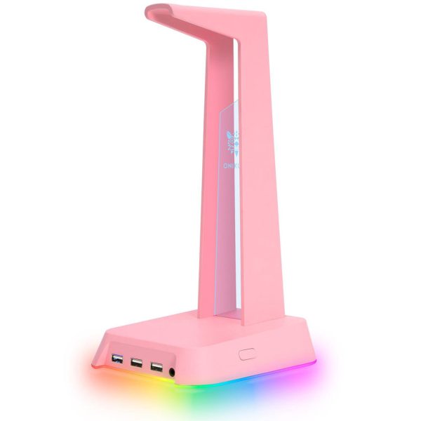 Soporte Audifonos Hub Audio Onikuma ST-2 Rosado