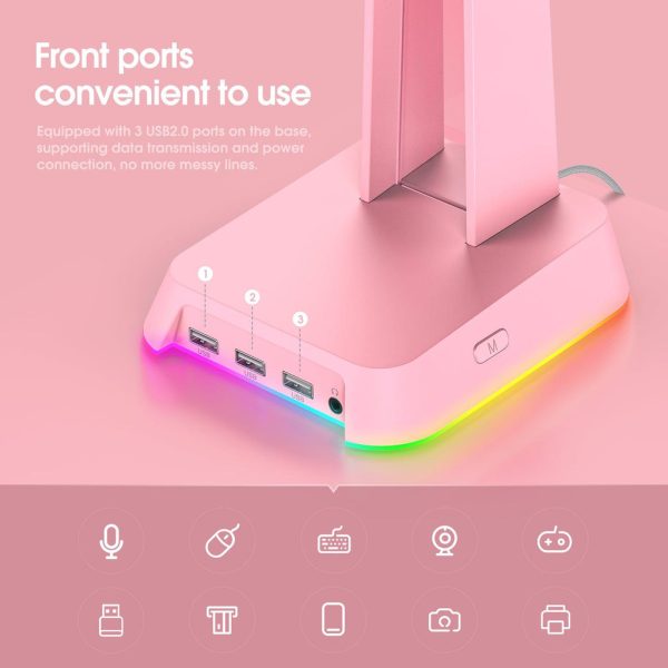 Soporte Audifonos Hub Audio Onikuma ST-2 Rosado