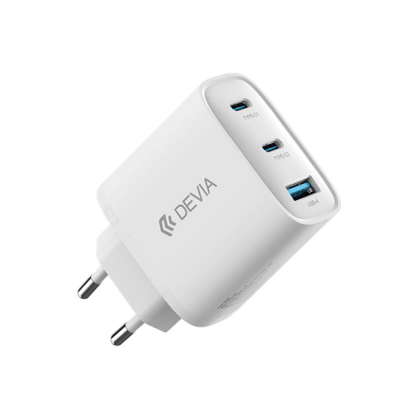 65w devia (2) Kit Cargador Devia 65W GaN Carga Rápida 3 Puertos mas Cable C a C