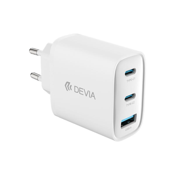 65w devia (6) Kit Cargador Devia 65W GaN Carga Rápida 3 Puertos mas Cable C a C