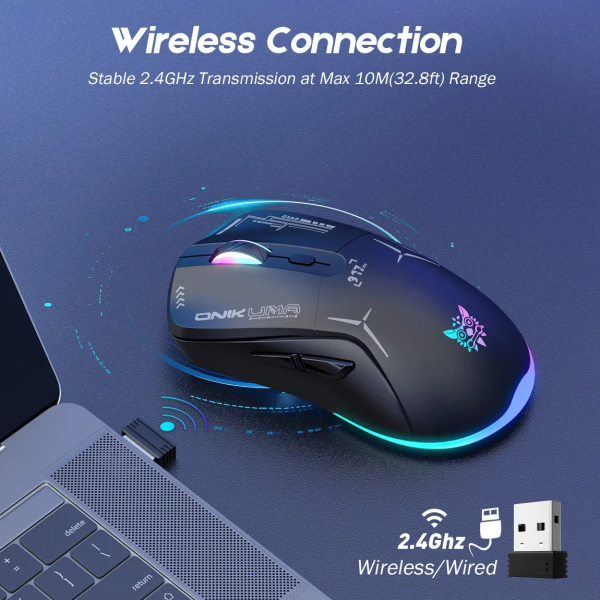 Mouse Gaming Inalámbrico Onikuma CW917 RGB Alta Precisión