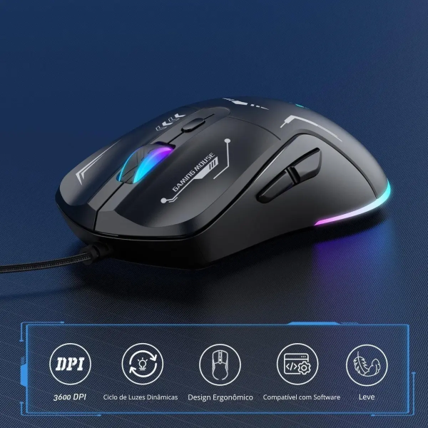 Onikuma CW917 Mouse Gamer RGB 3600 DPI Cableado