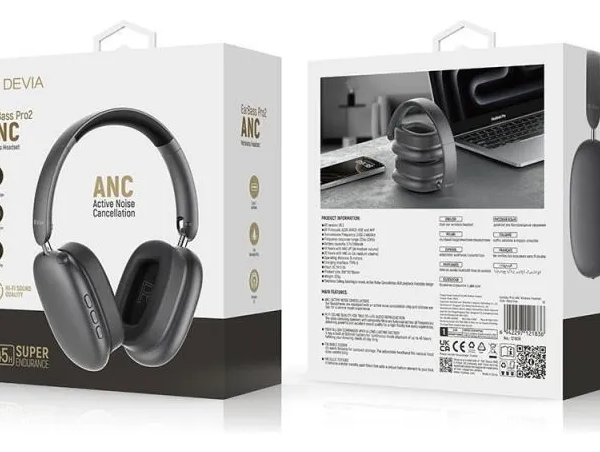 Audífonos Devia Pro2 Anc 45 Horas Bluetooth 5.3 Over Ear Em035 - SILVER