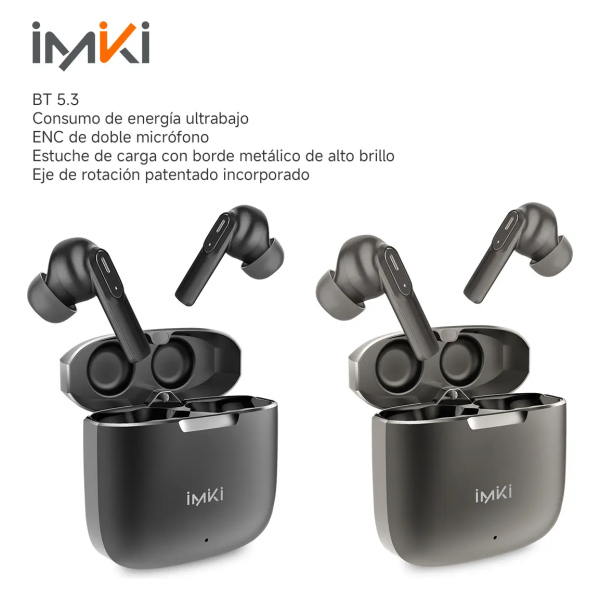 Audífonos Bluetooth Imiki MT2 Caja Metálica Dual Mic ENC Negro