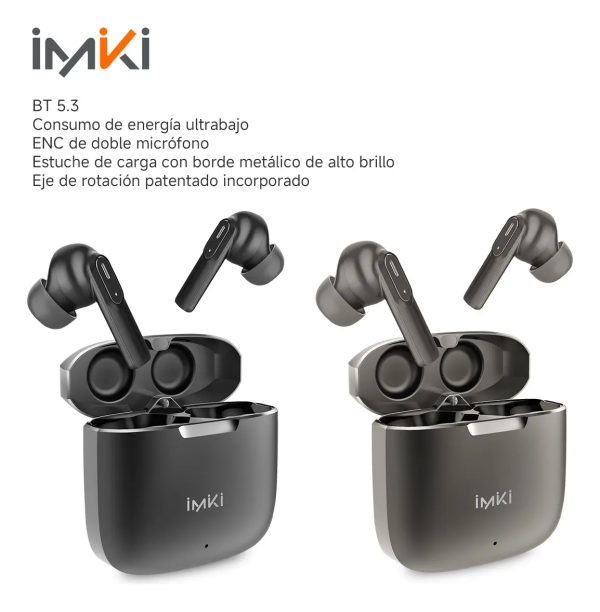Audífonos Bluetooth Imiki MT2 Caja Metálica Dual Mic ENC Negro