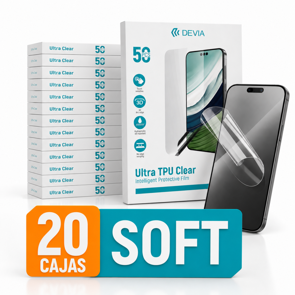 ChatGPT Image 27 jul 2026, 17_53_30 Pack 20 Cajas Hidrogel HD TPU Soft 2026