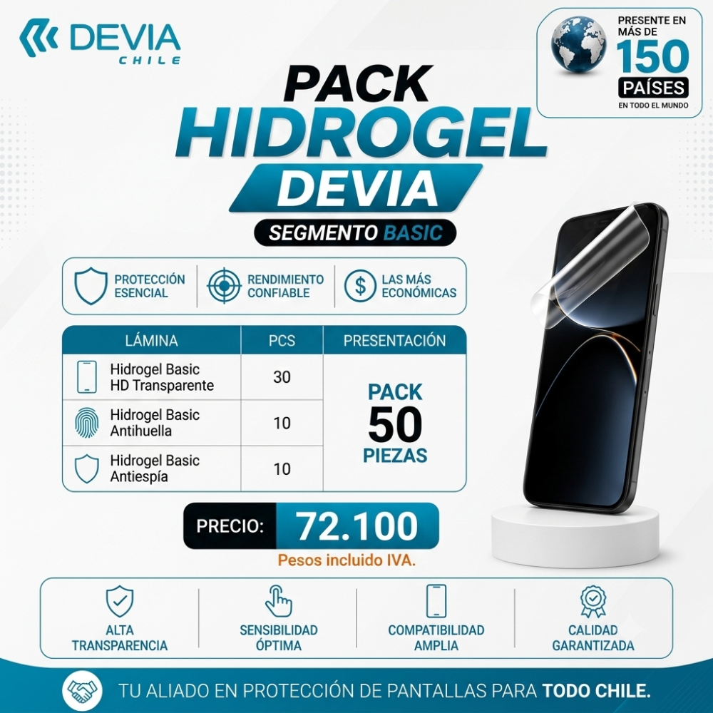 PACK BASIC PACK HIDROGEL DEVIA BASIC - 50 PIEZAS
